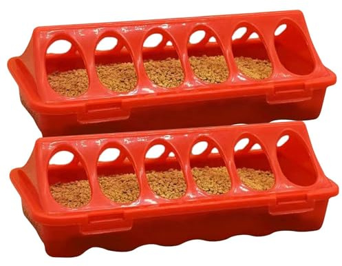 Wachtel-Wasser-Futterspender, Wachtel-Futterspender ohne Abfall - Geflügelfutterautomat mit 6 Fächern | 2 Stück Vogelfutterspender für Tauben, Papageien, Küken, Wachteln, Entenvögel, Geflügel, Futtert