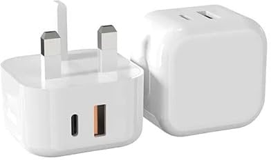 Samsung 20W Dual Port USB Type-C Charger - Fast Plug for Galaxy Tab S6 Lite/A9/A9+/S9 FE/S10/S10 Plus - QC 3.0 UK