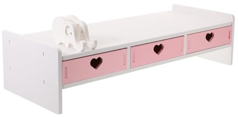 Gadpiparty Monitorständer Mit Schubladepc Monitor Riser Aus Robustem Material Platzsparend Für Büro Und Schreibtisch Erweiterter Stauraum Praktische Computermonitor Erhöhung in Rosa Weiß