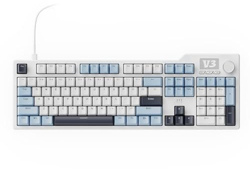 AJAZZ AK35I V3 Kabelgebundene Mechanische Gaming-Tastatur, 104 Tasten mit Multimedia-Tasten und Drehknöpfen|5-Layer-Pad|Blau Beleuchtete Custom Keyboards (AK35I V3 Blue Blue Backlit)