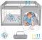 NAIZY Laufstall Baby XXL Laufgitter 150x180cm inkl. Trainingsarmband & Ozeanbällen mit atmungsaktivem Netz und Rutschfester Basis für Kinder im Innen- und Außenbereich, Astronauten-Muster Grau