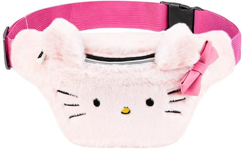 Hello Kitty Mädchen Bauchtasche, Flauschige Gürteltasche mit verstellbarem Riemen (Pink)