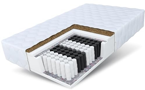 FDM Matratze 140x190 cm Härtegrad H3 H4 Höhe 24 cm Taschenfederkernmatratze Kokosfaser-Einlage Polyurethan-Schaum 7 Komfortzonen mit Hypoallergenem Waschbarem Premium-Bezug Oeko-Tex Home MAX