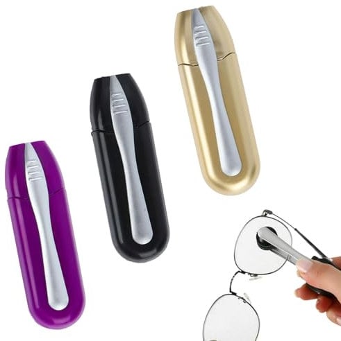 Lens Cleaner for Glasses,3Pcs Portable Peeps Lens Cleaner Multifunctional Glasses Lens Cleaner,Mini Microfiber Glass Cleaner Tool for Glasses Spectacles Sunglasses (Purple, Black, Gold)