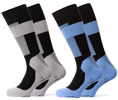 Occulto Herren & Damen Kompressions Skisocken 2er Pack (Model: Taylor) Grau Blau 39-42