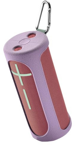 Hzycwgone Silicone Cover Case for Ultimate Ears Boom 4 Portable Waterproof Bluetooth Speaker,for UE Boom 4 Travel Protective Skin Shell Carrying Bag w/Carabiner(Purple Case)