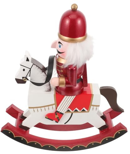 KICHOUSE Handgefertigter aus Holz Traditionelles Weihnachtsdekor Großer Soldat mit Pferd für Sammler Wohnaccessoire