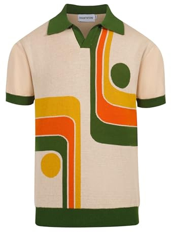OXKnit Polo vintage à manches courtes pour homme Chemise polo coupe régulière T-shirt en coton tricoté Chemises de golf pour hommes, M