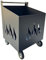 Porta Legna con Ruote, Porta Pellet, in Ferro Battuto, Grigio antracite, 42x37x62h cm, Motivo Fiamma, Per Camino e Stufe
