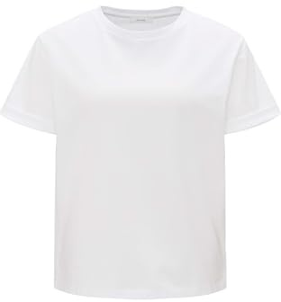 OPUS Damen Kurzarmshirt | Basicshirt SONZI Regular aus nachhaltiger Baumwolle White, 40