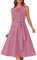 GRACE KARIN Damenkleid Elegantes Hochzeitspartykleid Ärmellos Abend Cocktailkleid mit Gürteltasche Rosa L