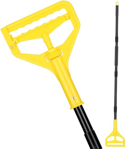 VOUBIEN Commercial Mop Handle Heavy Duty,58 Industrial Mop Stick,Wet Mops Head Replacement Holder for Professional/Industrial Floor Cleaning, Yellow