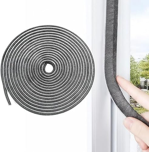 Joint de porte autocollant à brosse - 9 mm (l) x 5 mm (P) x 10 m (L) - Protection contre les insectes - Pour porte, fenêtre, armoire, boudin de porte - Gris