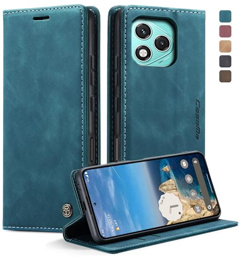 owlhold Handyhülle Honor 400 Lite hülle klapphülle Premium Lederhülle Weiches Vintage Handytasche Faltbare Ständer Schutzhülle Kartenfach Standfunktion hülle Honor 400 Lite - Blaugrün