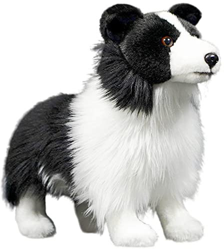 capybaraflying Niedliches simuliertes Border Collie-Plüschtier,28cm/11in realistisches Border Collie-Kuscheltier,kuschelige Schlafzimmerdekoration für Teenager – Schwarz