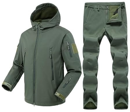 CGTENBS Outdoor Mountaineering Clothing Plush Jacket Suit Camping Cardigan Hooded Multi-function Jacket(Gray,XX-Large)