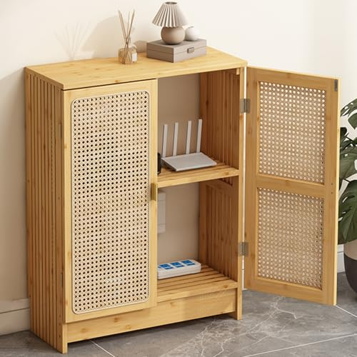 JINGSHIQIAOPL Router Stand and Radiator Cover Bamboo Rattan Material, Large Wireless Router Storage Box, No Signal Blocking, Enhanced Heat Dissipation for Office And Home(Beige,70x50x25cm/28x20x10in)