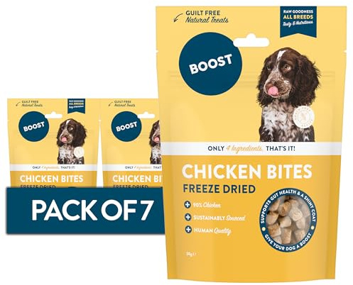 BOOST Freeze-Dried Chicken Dog Treats - Grain-Free Snacks for Dogs, 7 x 30g