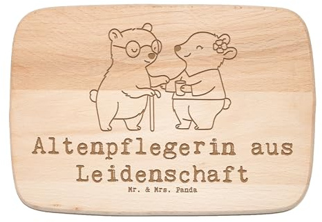 Mr. & Mrs. Panda Frühstücksbrett Altenpflegerin Leidenschaft - Geschenk, Lustig, schneidbrett, Spruch, Firma, Witzig, Schneidebrett, küchenholzbrett, Frühstücksbrettchen, Beruf, Holzbrett