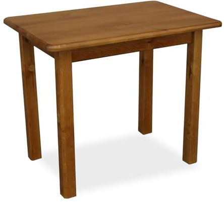 Metdrew Holzküchentisch | Kiefernholz | Tisch für 2 Personen | Kleiner Tisch | Wohnzimmertisch | Esstisch aus Holz | Tischplatte mit abgerundeten Kanten | Maße: 80x60 | Farbe: Rustikale Eiche