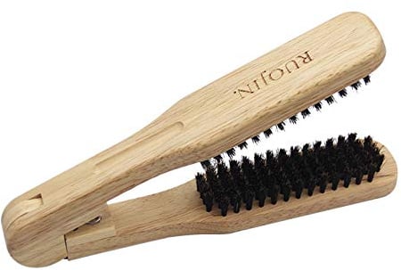 Pongnas Haarglätterbürste, Holzgriff-Stylingkamm mit Premium-Faserhaar für Alle Haartypen, Dickes und Grobes Haar