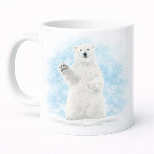 Brew Crew Gifts Polar Bear Watercolour Mug, 11 oz Ceramic, Dishwasher Safe, Arctic Wildlife Theme Wildlife Art by Emma Caitlin