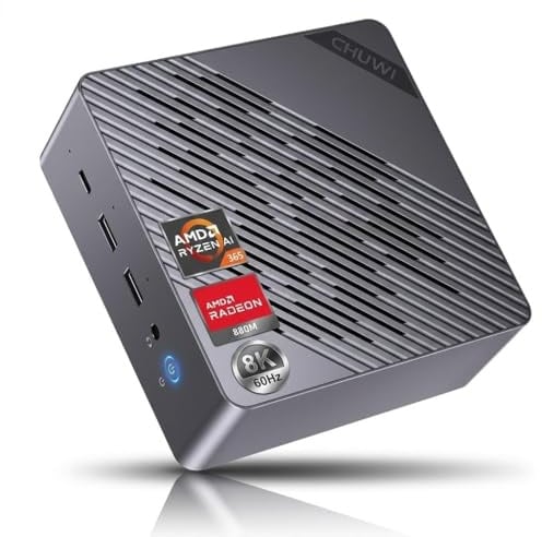 CHUWI AUBOX Mini PC AMD Ryzen™ AI 9 365 (10 core, 20 thread, fino a 5 GHz), 32GB DDR5, 1TB PICE SSD, Computer Desktop
