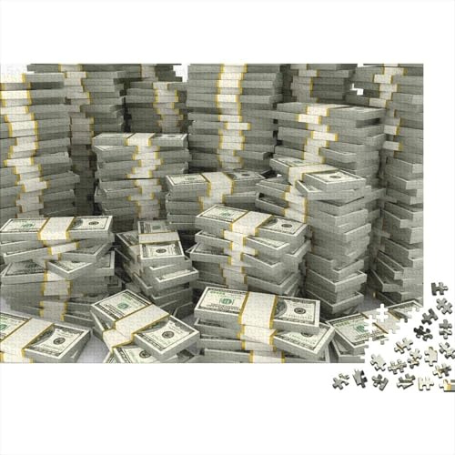 Gestapelte Dollarnoten 1000 Teile Puzzle Papier Puzzle für Erwachsene Bargeldthema Familienspiel Puzzle Entspannung Geschenk Deko 38x26cm/1000pcs