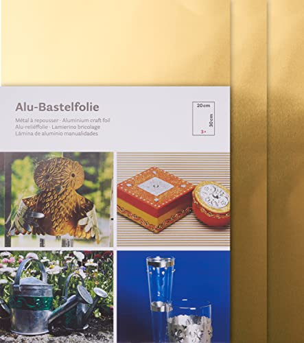 Rayher Aluminium-Bastelfolie 3 Stk. Metallfolie 20x30 cm Material Aluminium Stärke 0.15 mm Gold/Gold