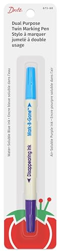 Dritz Dual Purpose Disappearing Ink & Mark-B-Gone, Marking Pen, Blue and Purple, 8.75 x 2.88 x 0.5