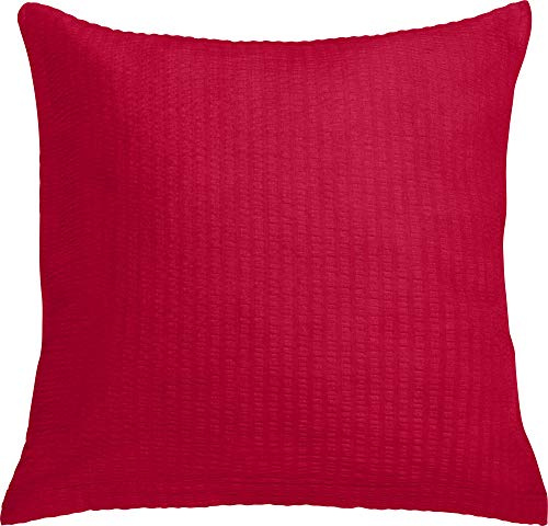 Erwin Müller Kuschelkissenbezug Edel-Seersucker Uni Serie Wertingen - für die warme Jahreszeit, temperaturausgleichend, pflegeleicht, mit Reißverschluss - rot Größe 40x40 cm