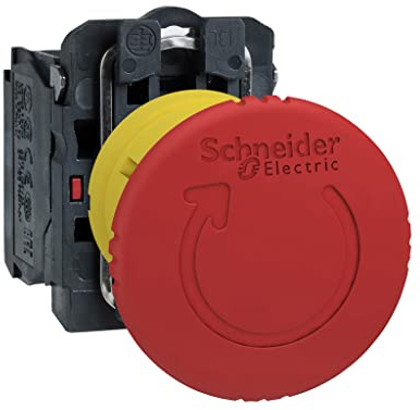 Schneider Electric Harmony XB5 - Emergency Stop Push Button Switch, Plastic, 40 mm Mushroom, Trigger Latching Turn to Release, 1NC, 22 mm Mount, XB5AS8442, Red