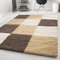 Carpetsale24 Hochflor Teppich Shaggy kariert 160x230 cm Mokka, weich & flauschig, modernes Karo Muster, rechteckig, perfekt für Wohnzimmer, stilvolles Wohnaccessoire