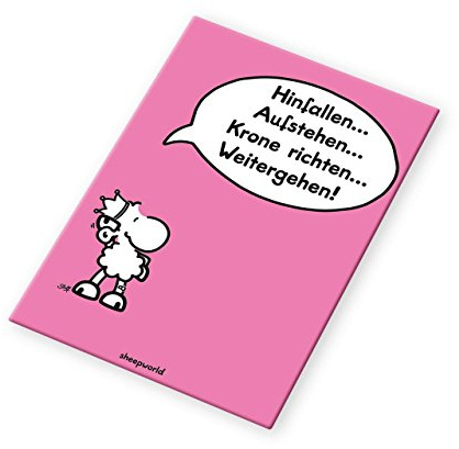 Sheepworld - 44090 - Magnet, Hinfallen... Aufstehen... Krone richten... Weitergehen! 8cm x 4,5cm