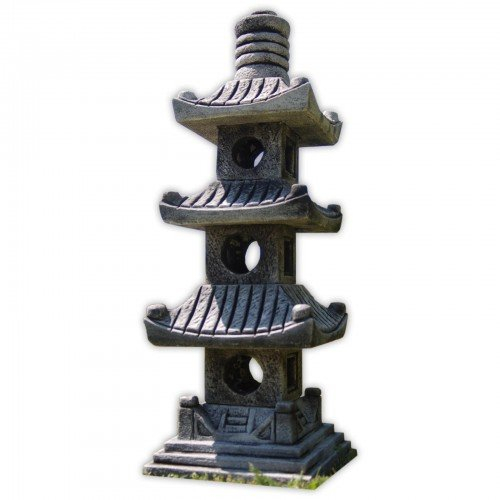 Pagode, décoration de Jardin, Lanterne, Lampe Japonaise Grise, 3 Niveaux (10512)