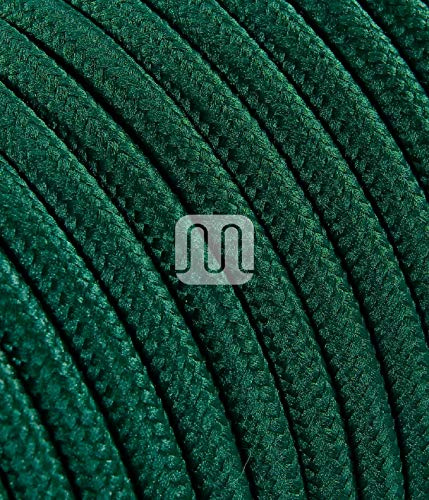 Cavo elettrico tondo rivestito in tessuto colorato per lampadari, lampade, abat jour. Il cavo elettrico diventa design! Scegli fra 30 colori. 5 Metri 2x0,75. Made in Italy! Petrolio Verde Scuro