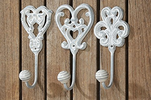 Tamia-Home 3er Set Wandhaken Metallhaken Garderobe Pippo grau chic Vintage Shabby 4314100