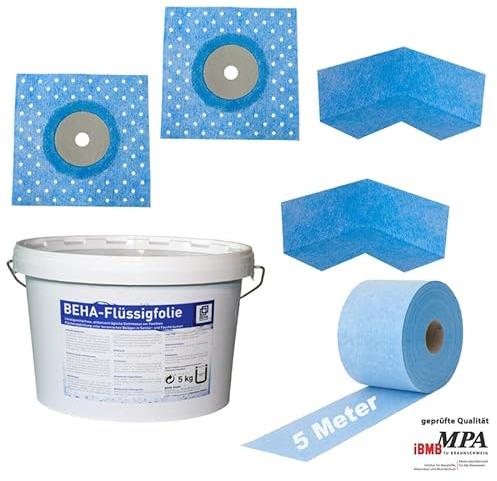 BEHA Dichtset 2: Dichtband, Flüssigfolie, Dichtecken, Wandmanschetten Abdichtung für Wand und Boden
