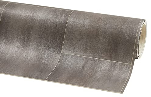 Misento PVC Bodenbelag Meterware - Vinylboden Fliesenoptik - Bodenbelag 2m und 4m breit PVC Boden - Fliese Braun-Grau 400 x 450 cm