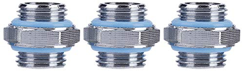 ASHATA 3PCS G1 / 4 Gewinde PC Wasserkühlung, 3 STÜCKE Messing Sechskant G1 / 4 Gewinde Computer Fitting Verbinder Adapter Kit für PC Wasserkühlung Silberig