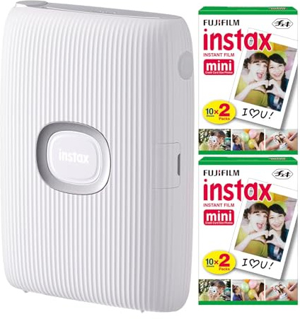 Fujifilm Instax Mini Link 2 Instant Smartphone Printer (Clay White) e Fujifilm Instax Mini Twin Film Pack (40 esposizioni) Bundle