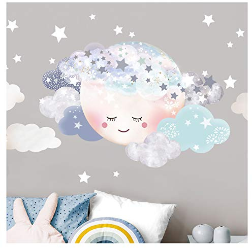 Little Deco Wandaufkleber Mond & Wolken DL449 Mond 1-75 x 50 cm