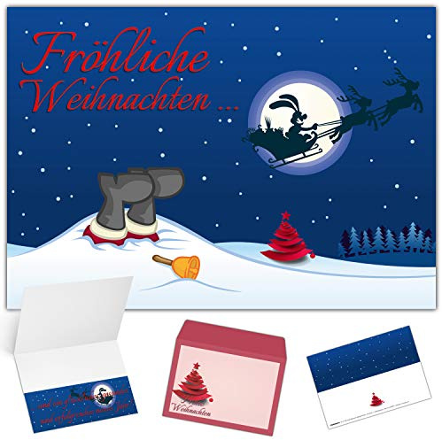 Weihnachtskarten mit Umschlag (15er Set) WEIHNACHTSMANN & OSTERHASE - Klappkarten privat & geschäftlich - Frohe Weihnachten Karten von BREITENWERK