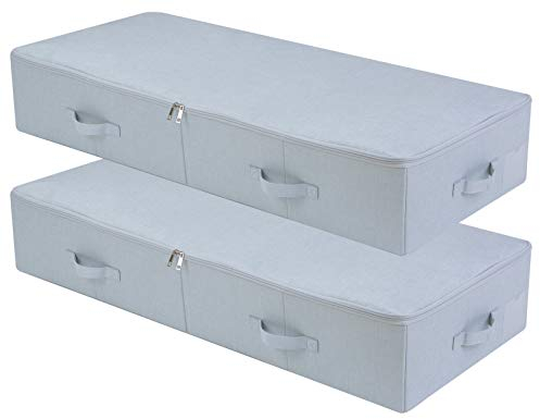 2 Stück, 100,1 x 42,9 x 17,8 cm, faltbare Unterbett-Aufbewahrungsbehälter aus Stoff und Kunststoff, mit 3-seitigem offenem Reißverschlussdeckel, waschbar und atmungsaktiv, Geschenkverpackung