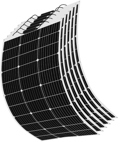 Solarpanel 600W Flexible Solarmodul 6 stücke 100W 12V Monokristallin Photovoltaik Solarzelle Outdoor Solar Ladegerät für Wohnmobile, Dächer, Wohnwagen, Boot,12 V Batterie und unebene Oberflächen(600W)