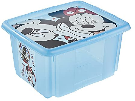keeeper Micky Aufbewahrungsbox mit Deckel, Dreh- und stapelbar, Für Kinder, 24 l, Paulina, Transparent Blau