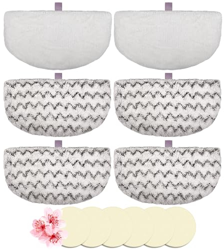 Flammi 4 Scrub+2 Soft Steam Mop Replacement Pad & 6 Scent Discs for Bissell Powerfresh Steam Mop 1940 1806 1440 1544 Series, Model 2685A 2075A 19402 19404 19408 1940A 1940Q 1940T 1940W, Part# 5938