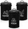 Onader Black Tea Coffee Sugar Canisters, Metal Storage Containers Jars with Lids for Food, Biscuit, Flour, Cakes, Spice or Beans, Vintage Retro Design Perfect for Kitchen Farmhouse Décor, Set of 3