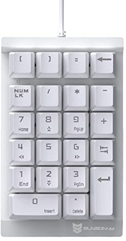 Qisan Mechanischer Numerische Tastatur Mini-Zifferntastatur 22 Tasten Rote Schalter für PC, Laptop - Weiß