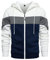 Mens Hoodie Zip up Hoodies Color Block Hooded Sweatshirt Long Sleeve Patchwork Tops with Pockets White L
